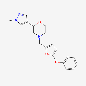 molecular formula C19H21N3O3 B7647425 2-(1-Methylpyrazol-4-yl)-4-[(5-phenoxyfuran-2-yl)methyl]morpholine 