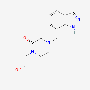 molecular formula C15H20N4O2 B7647431 4-(1H-indazol-7-ylmethyl)-1-(2-methoxyethyl)piperazin-2-one 