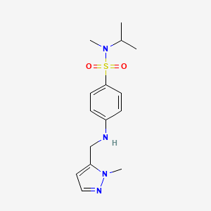 molecular formula C15H22N4O2S B7647500 N-methyl-4-[(2-methylpyrazol-3-yl)methylamino]-N-propan-2-ylbenzenesulfonamide 