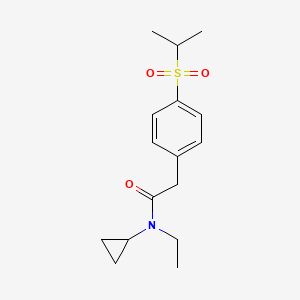 molecular formula C16H23NO3S B7647521 N-cyclopropyl-N-ethyl-2-(4-propan-2-ylsulfonylphenyl)acetamide 