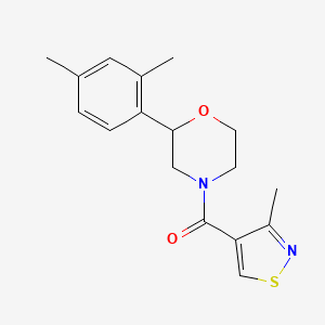 molecular formula C17H20N2O2S B7647577 [2-(2,4-Dimethylphenyl)morpholin-4-yl]-(3-methyl-1,2-thiazol-4-yl)methanone 