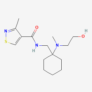 molecular formula C15H25N3O2S B7647595 N-[[1-[2-hydroxyethyl(methyl)amino]cyclohexyl]methyl]-3-methyl-1,2-thiazole-4-carboxamide 