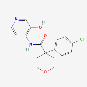 molecular formula C17H17ClN2O3 B7647627 4-(4-chlorophenyl)-N-(3-hydroxypyridin-4-yl)oxane-4-carboxamide 