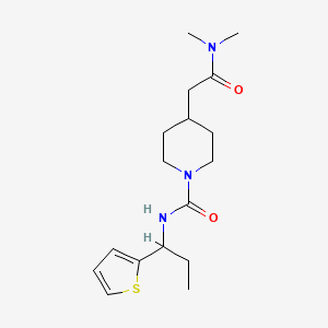 molecular formula C17H27N3O2S B7647734 4-[2-(dimethylamino)-2-oxoethyl]-N-(1-thiophen-2-ylpropyl)piperidine-1-carboxamide 