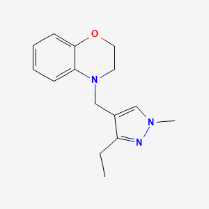 molecular formula C15H19N3O B7647752 4-[(3-Ethyl-1-methylpyrazol-4-yl)methyl]-2,3-dihydro-1,4-benzoxazine 