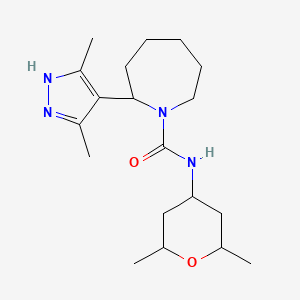 molecular formula C19H32N4O2 B7647781 N-(2,6-dimethyloxan-4-yl)-2-(3,5-dimethyl-1H-pyrazol-4-yl)azepane-1-carboxamide 