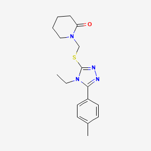 molecular formula C17H22N4OS B7647801 1-[[4-Ethyl-5-(4-methylphenyl)-1,2,4-triazol-3-yl]sulfanylmethyl]piperidin-2-one 