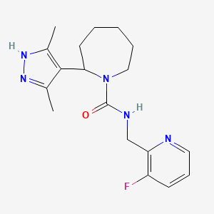 molecular formula C18H24FN5O B7647810 2-(3,5-dimethyl-1H-pyrazol-4-yl)-N-[(3-fluoropyridin-2-yl)methyl]azepane-1-carboxamide 