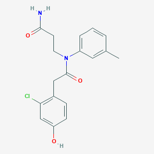 molecular formula C18H19ClN2O3 B7647835 3-(N-[2-(2-chloro-4-hydroxyphenyl)acetyl]-3-methylanilino)propanamide 