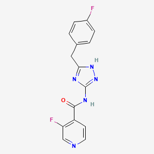 molecular formula C15H11F2N5O B7647853 3-fluoro-N-[5-[(4-fluorophenyl)methyl]-1H-1,2,4-triazol-3-yl]pyridine-4-carboxamide 