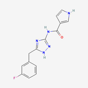 molecular formula C14H12FN5O B7647868 N-[5-[(3-fluorophenyl)methyl]-1H-1,2,4-triazol-3-yl]-1H-pyrrole-3-carboxamide 