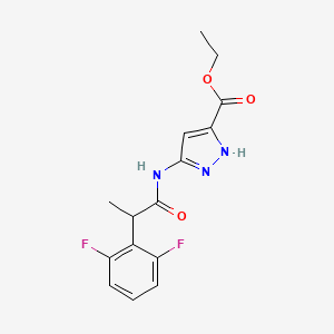 molecular formula C15H15F2N3O3 B7647890 ethyl 3-[2-(2,6-difluorophenyl)propanoylamino]-1H-pyrazole-5-carboxylate 