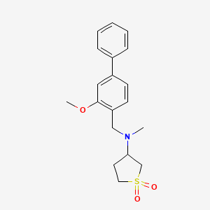 molecular formula C19H23NO3S B7647906 N-[(2-methoxy-4-phenylphenyl)methyl]-N-methyl-1,1-dioxothiolan-3-amine 