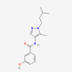 molecular formula C16H21N3O2 B7647955 3-hydroxy-N-[5-methyl-1-(3-methylbutyl)pyrazol-4-yl]benzamide 