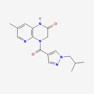 molecular formula C16H19N5O2 B7648066 7-Methyl-4-[1-(2-methylpropyl)pyrazole-4-carbonyl]-1,3-dihydropyrido[2,3-b]pyrazin-2-one 