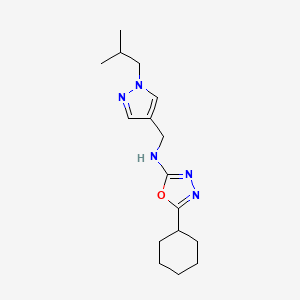 5-cyclohexyl-N-[[1-(2-methylpropyl)pyrazol-4-yl]methyl]-1,3,4-oxadiazol-2-amine