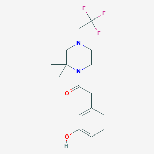 molecular formula C16H21F3N2O2 B7648181 1-[2,2-Dimethyl-4-(2,2,2-trifluoroethyl)piperazin-1-yl]-2-(3-hydroxyphenyl)ethanone 