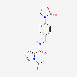 N-[[4-(2-oxo-1,3-oxazolidin-3-yl)phenyl]methyl]-1-propan-2-ylpyrrole-2-carboxamide