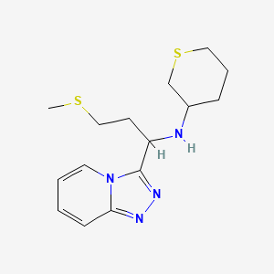 N-[3-methylsulfanyl-1-([1,2,4]triazolo[4,3-a]pyridin-3-yl)propyl]thian-3-amine