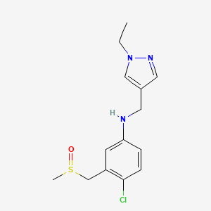 4-chloro-N-[(1-ethylpyrazol-4-yl)methyl]-3-(methylsulfinylmethyl)aniline