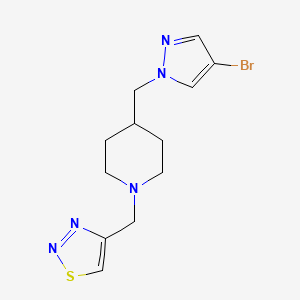 molecular formula C12H16BrN5S B7648799 4-[[4-[(4-Bromopyrazol-1-yl)methyl]piperidin-1-yl]methyl]thiadiazole 