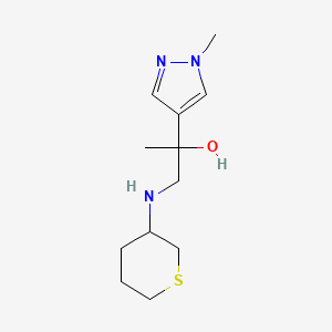 molecular formula C12H21N3OS B7648811 2-(1-Methylpyrazol-4-yl)-1-(thian-3-ylamino)propan-2-ol 