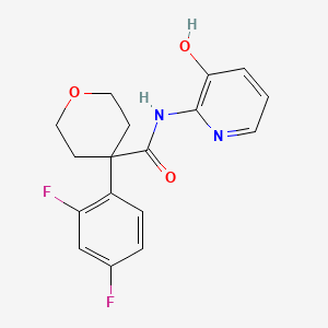 molecular formula C17H16F2N2O3 B7648850 4-(2,4-difluorophenyl)-N-(3-hydroxypyridin-2-yl)oxane-4-carboxamide 