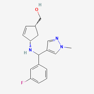 [(1R,4S)-4-[[(3-fluorophenyl)-(1-methylpyrazol-4-yl)methyl]amino]cyclopent-2-en-1-yl]methanol