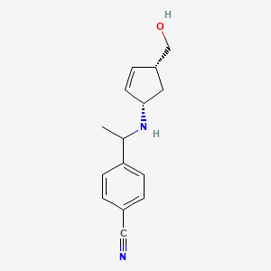 molecular formula C15H18N2O B7648888 4-[1-[[(1S,4R)-4-(hydroxymethyl)cyclopent-2-en-1-yl]amino]ethyl]benzonitrile 