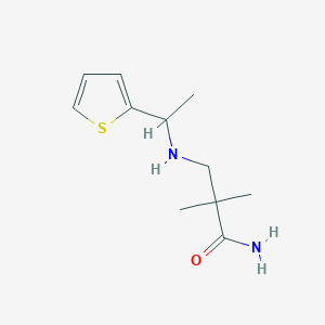 2,2-Dimethyl-3-(1-thiophen-2-ylethylamino)propanamide