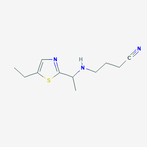 molecular formula C11H17N3S B7648929 4-[1-(5-Ethyl-1,3-thiazol-2-yl)ethylamino]butanenitrile 