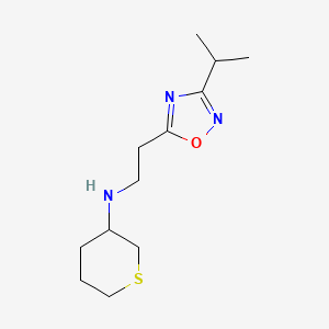 N-[2-(3-propan-2-yl-1,2,4-oxadiazol-5-yl)ethyl]thian-3-amine