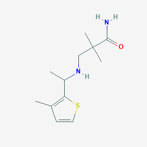 molecular formula C12H20N2OS B7648971 2,2-Dimethyl-3-[1-(3-methylthiophen-2-yl)ethylamino]propanamide 