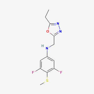 molecular formula C12H13F2N3OS B7649092 N-[(5-ethyl-1,3,4-oxadiazol-2-yl)methyl]-3,5-difluoro-4-methylsulfanylaniline 