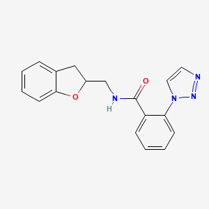 molecular formula C18H16N4O2 B7649107 N-(2,3-dihydro-1-benzofuran-2-ylmethyl)-2-(triazol-1-yl)benzamide 