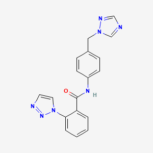 molecular formula C18H15N7O B7649112 2-(triazol-1-yl)-N-[4-(1,2,4-triazol-1-ylmethyl)phenyl]benzamide 