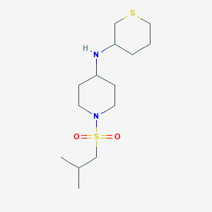 molecular formula C14H28N2O2S2 B7649127 1-(2-methylpropylsulfonyl)-N-(thian-3-yl)piperidin-4-amine 