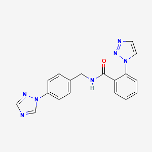 molecular formula C18H15N7O B7649135 2-(triazol-1-yl)-N-[[4-(1,2,4-triazol-1-yl)phenyl]methyl]benzamide 