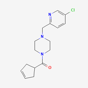 molecular formula C16H20ClN3O B7649151 [4-[(5-Chloropyridin-2-yl)methyl]piperazin-1-yl]-cyclopent-3-en-1-ylmethanone 