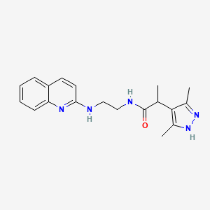 molecular formula C19H23N5O B7649235 2-(3,5-dimethyl-1H-pyrazol-4-yl)-N-[2-(quinolin-2-ylamino)ethyl]propanamide 