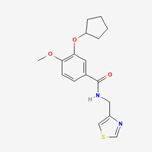 molecular formula C17H20N2O3S B7649245 3-cyclopentyloxy-4-methoxy-N-(1,3-thiazol-4-ylmethyl)benzamide 