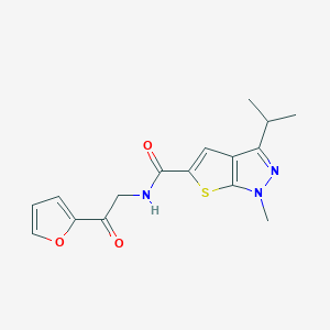 molecular formula C16H17N3O3S B7649325 N-[2-(furan-2-yl)-2-oxoethyl]-1-methyl-3-propan-2-ylthieno[2,3-c]pyrazole-5-carboxamide 