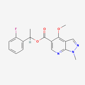 molecular formula C17H16FN3O3 B7649355 1-(2-Fluorophenyl)ethyl 4-methoxy-1-methylpyrazolo[3,4-b]pyridine-5-carboxylate 