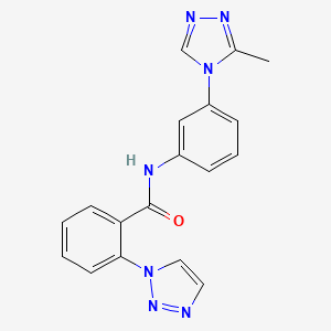 molecular formula C18H15N7O B7649361 N-[3-(3-methyl-1,2,4-triazol-4-yl)phenyl]-2-(triazol-1-yl)benzamide 