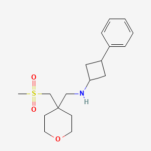 N-[[4-(methylsulfonylmethyl)oxan-4-yl]methyl]-3-phenylcyclobutan-1-amine