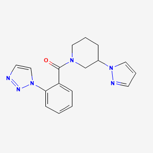 molecular formula C17H18N6O B7649473 (3-Pyrazol-1-ylpiperidin-1-yl)-[2-(triazol-1-yl)phenyl]methanone 