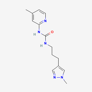 molecular formula C14H19N5O B7649497 1-[3-(1-Methylpyrazol-4-yl)propyl]-3-(4-methylpyridin-2-yl)urea 