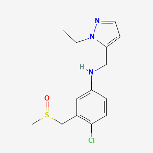 4-chloro-N-[(2-ethylpyrazol-3-yl)methyl]-3-(methylsulfinylmethyl)aniline