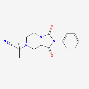 molecular formula C15H16N4O2 B7649618 2-(1,3-Dioxo-2-phenyl-5,6,8,8a-tetrahydroimidazo[1,5-a]pyrazin-7-yl)propanenitrile 