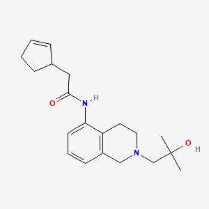 molecular formula C20H28N2O2 B7649683 2-cyclopent-2-en-1-yl-N-[2-(2-hydroxy-2-methylpropyl)-3,4-dihydro-1H-isoquinolin-5-yl]acetamide 